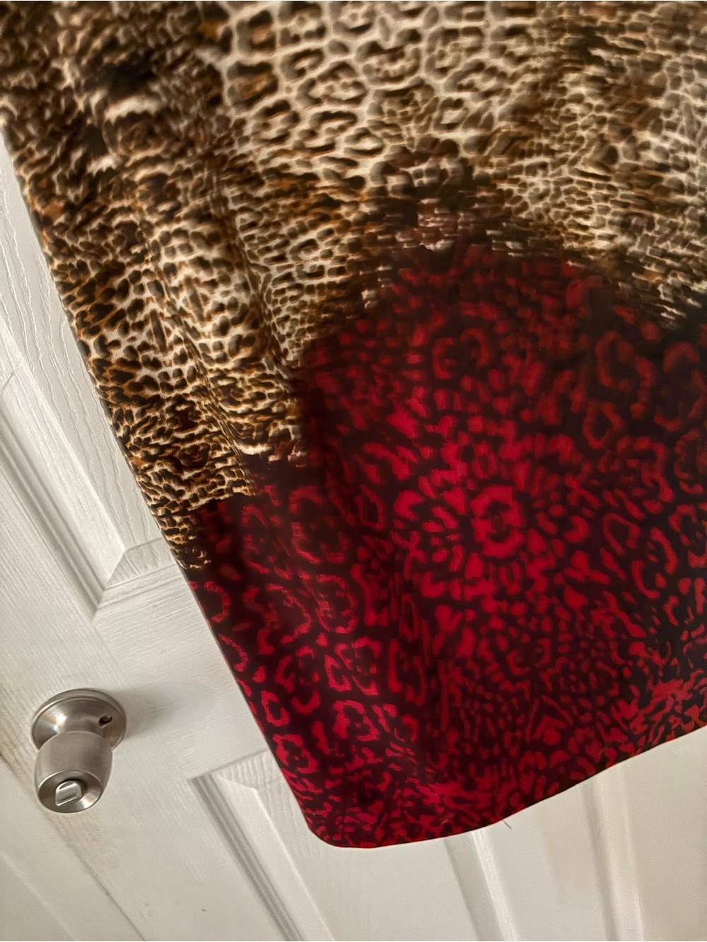 Leopard Animal Print Mock Neck Midi Dress Red Black Size 12 - Picture 5 of 7